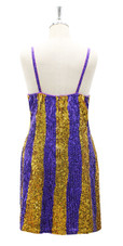 In-Stock Handmade Short Dress In 8mm Gold and Purple Metallic Sequins Pattern Dress In Size US 18/UK 20/Euro 50