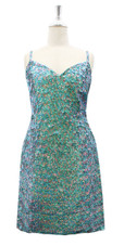 In-Stock Handmade Short Dress In 8mm Torquoise Light Blue Shaded Metallic Sequin Dress

SIZE: US 18/UK 20/Euro 50 (Measurements are shown as inches)
BUST: 45
WAIST: 38
HIPS: 48
G: 20 (mid top of shoulder to waist)
SL1 Length: 19