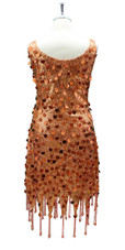 Short Dress In Gold Sequin Fabric and Hanging Sequins