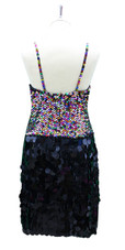 Handmade Short Dress In 8mm Multi-Sequins Top and Jumbo Black Sequin Skirt