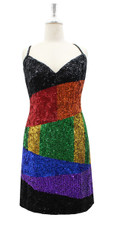 Handmade Short Pattern Dress In 8mm Multi-Color Metallic Sequins