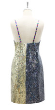 Handmade Short Dress In 8mm Gold and Black Metallic Sequin with Multi-Color Dollar Symbol