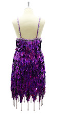 In-Stock Handmade Short Dress In Purple Hologram Hanging Sequins In Size US 20/UK 22/Euro 52