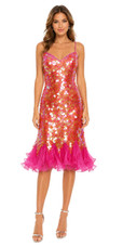 Handmade Short Iridescent Orange Sequins with Organza Hemline