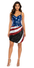 Custom Handmade 8mm Metallic Sequin Dress – American Flag Pattern