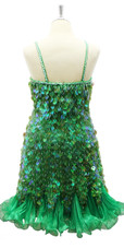 Handmade Short Iridescent Green Sequins with Organza Hemline