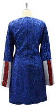 Custom Handmade 8mm Metallic Sequin Long Sleeves Dress – American Flag Pattern