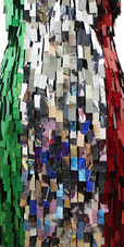 Handmade Short Metallic Sequins Dress In Green Silver and Red Sequins In Front and Whole Black Sequins At the Back