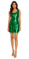 Short Handmade Paillette Green Sequin Sleeveless Dress