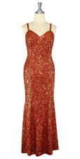 Long Handmade 8mm Cupped Sequin Dress in Hologram Brown Front View