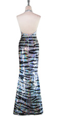 Long Handmade Animal Patterned Black and Silver Sequin Dress Back View