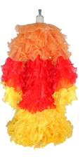 Long Organza Ruffle Coat with Long Sleeves and Highlight Sequins in Orange, Red and Yellow from SequinQueen.
