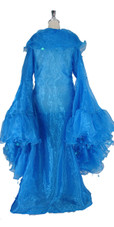 Long Organza Ruffle Coat with Oversized Sleeves and Highlight Sequins in Blue from SequinQueen.