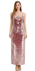 Long handmade sequin dress, in 10mm flat iridescent pink sequins