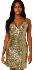 Short Gold Baroque Sequin Fabric Dress