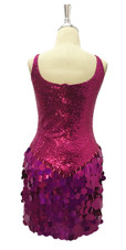 Short Red Sequin Fabric Dress With Hologram sequins Skirt Back View