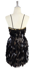 Short Handmade Rectangular Paillette Hanging Gold and Black Sequin Dress Back view