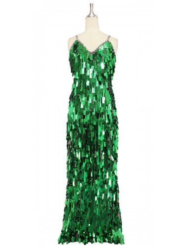 Long Dress | Handmade | Paillette Rectangle Sequin Spangles | Emerald Green  | SequinQueen