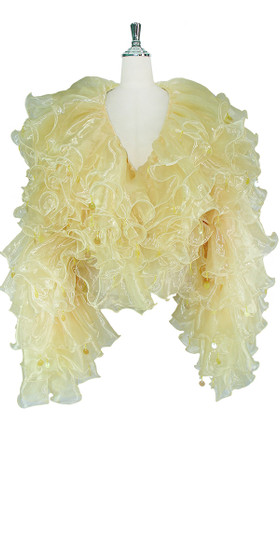 Long Sleeves Skin Tone Ruffles with Hanging Sequins Short Coat (COS2022 ...