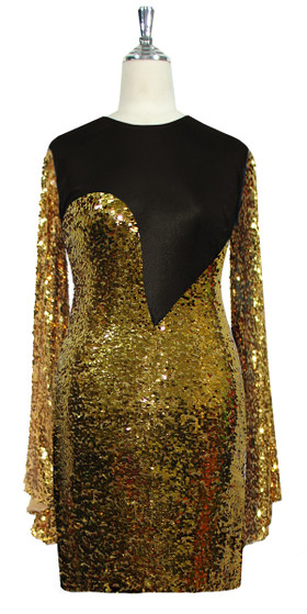 Short Dress | Pattern | Sleeves | Stretch Black ITY | Gold Sequin ...