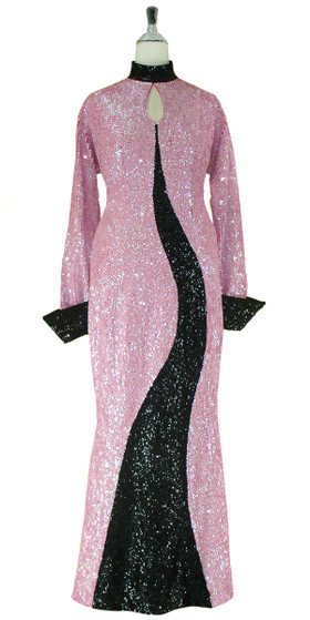 Long Gown | Handmade | Cupped Sequin Spangles | Pink | Black | SequinQueen