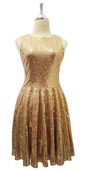 Short Dress | One-color | Gold Sequin Spangles Fabric | SequinQueen ...