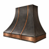 Mixed-metal zinc and copper range hood side view