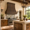 Hand-Hammered Bell Copper Range Hood with Four Rails and Twin Straps