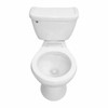Front view of a white two-piece Mexican ceramic toilet