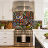 Mexican relief tile pattern mix in a contemporary kitchen