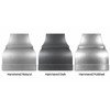 Hammered zinc bell range hood with band and boxed apron in natural, dark, and polished finishes