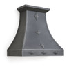 Hand hammered zinc range hood, angled view