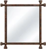 Hand-forged iron mirror with cross corner finials with dark rust finish