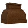Modern design copper range hood wall mount version, clean bell silhouette with smooth hammered surface above cooking range
