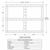Industrial style rectangular black zinc range hood technical drawing showing front proportions and rectangular form
