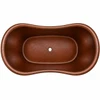 Mexican copper bathtub with rings viewed from above, showing the handcrafted interior and centered drain hole