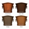 Mexican copper bathtub with rings shown in four copper finish options for color and patina comparison