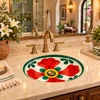 Oval talavera bathroom sink red green floral pattern in a boutique hotel bathroom