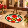 Oval talavera bathroom sink red green floral pattern in a hacienda-style powder room