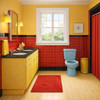Contrasting-color restored period-style bathroom featuring your light blue ceramic toilet