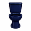 Front view of a dark blue two-piece toilet