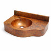 Copper bathroom sink with integrated hammered countertop and compact design