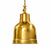 Bohemian brass ceiling lamp with bell shade in warm gold finish, smooth bell profile with soft highlights and focused downlight below