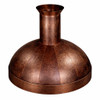 Hand hammered copper dome range hood with minimal apron front view kitchen island style