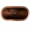 Hammered copper bathtub with interior seating steps view from above