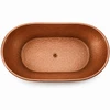 Hammered copper bathtub oval shape polished finish top view showing drain and rounded rim