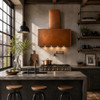 New York style hammered copper range hood with urban design in industrial modern kitchen