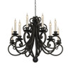 French style forged iron chandelier with lights off
