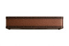 Hammered copper under cabinet range hood with dark bronze straps and rivets isolated on white