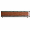 Hammered copper box range hood with riveted aged zinc bands isolated on a white background